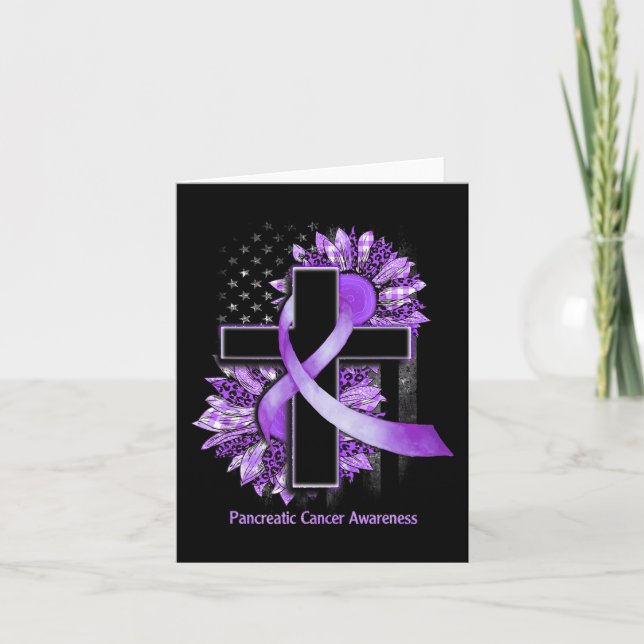 Lila Sonnenblumen Christliches Kreuz Bauchspeichel Karte (Vorderseite)