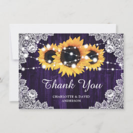 Lila Sonnenblumenhochzeit Dankeschön Karte