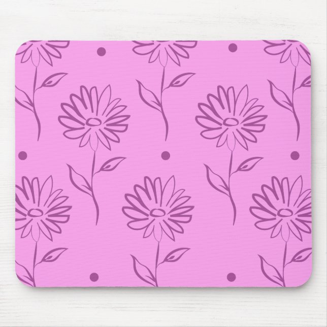 Lila Sonnenblumenmuster Mousepad (Vorne)