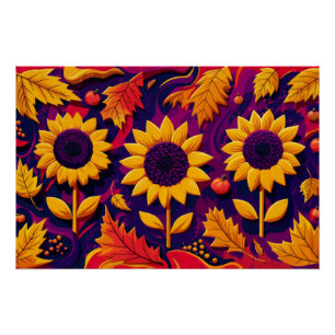 Lila Sonnenblumentrio, Folkloregie-Blume für den F Poster
