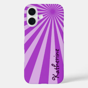 Lila Sonnenbrand "Ihren Namen hinzufügen" iPhone 16 Hülle