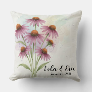 Lila Sonnenhut-Blumenstrauß-Jubiläum Kissen