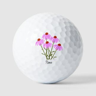 Lila Sonnenhütchen Golfbälle mit Text