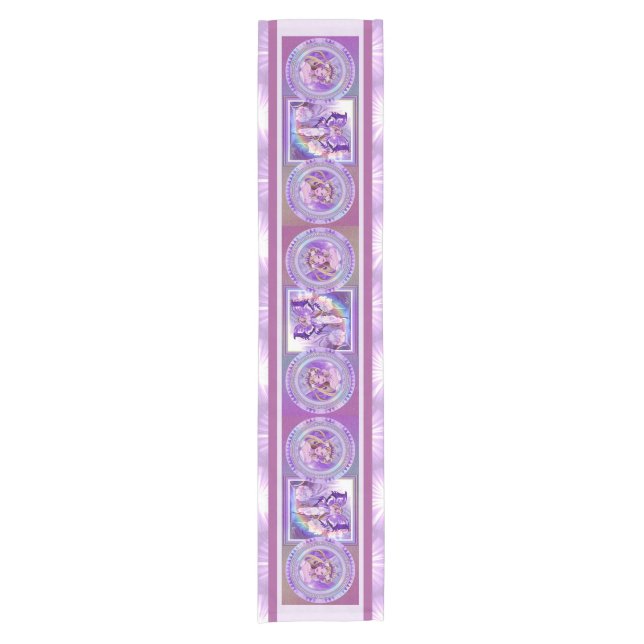 Lila Sonnenmärchen Kurzer Tischläufer (Vorderseite)