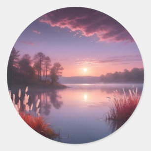Lila Sonnenuntergang am Lago Maggiore Runder Aufkleber