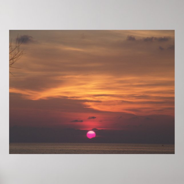 Lila Sonnenuntergang an der französischen Küste Poster (Vorne)