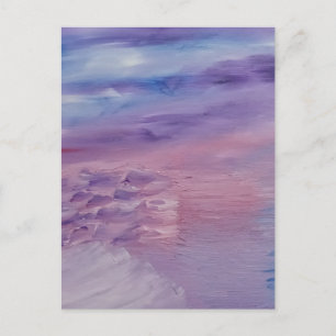 Lila Sonnenuntergang Blau Rosa Farbige Abstrakte K Postkarte