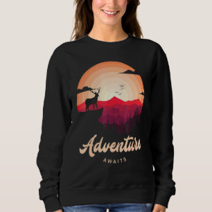 Lila Sonnenuntergang Hirschwald Erlebnis warten Sweatshirt