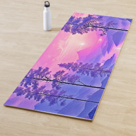 Lila Sonnenuntergang Landschaft Kunst Yogamatte