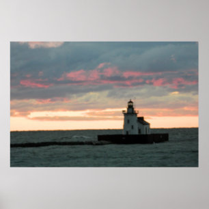 Lila Sonnenuntergang & Leuchtturm (Cleveland, OH) Poster