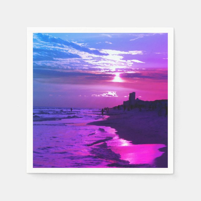 Lila Sonnenuntergang Papier Napkins Serviette (Vorderseite)