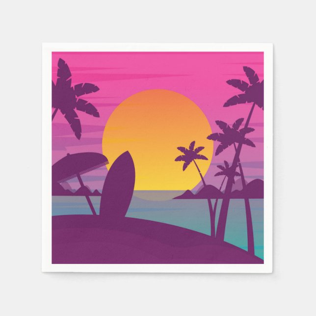 Lila Sonnenuntergang Serviette (Vorderseite)