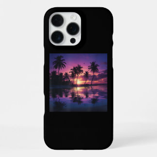 Lila Sonnenuntergang Strand Palmen  iPhone 16 Pro Max Hülle