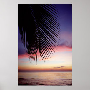 Lila Sonnenuntergang-Strand-tropische Poster