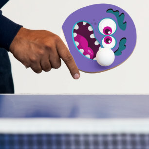 Lila sonniges Monster-Charakter glücklich Beängsti Tischtennis Schläger