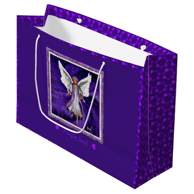 Lila Soul Große Geschenktasche Geschenktüte (Vorderseite Schrägansicht)