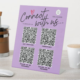 Lila soziale Netzwerke QR Code Modernes Zeichen Sockelschild