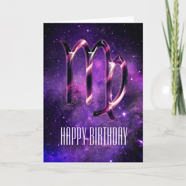 Lila Space Virgo Geburtstagkarte Karte (Vorderseite)