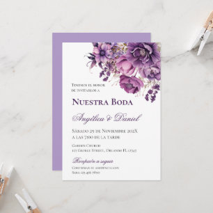 Lila Spanische Hochzeit Einladung