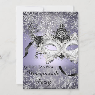 Lila Sparkasse Snowflake Masquerade Quinceanera Einladung