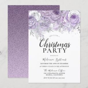 Lila Sparkle Blume Weihnachtsfest im Party Einladung