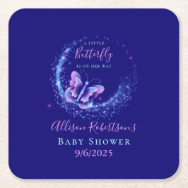 Lila Sparkle Butterfly Girl Babydusche Rechteckiger Pappuntersetzer