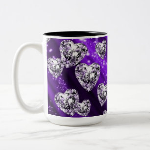 Lila Sparkle Diamond HeartsMug Zweifarbige Tasse