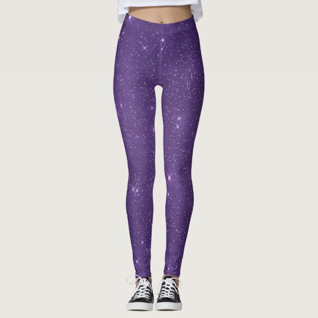 Lila Sparkle Girly Glam Leggings (Vorderseite)
