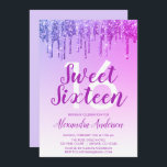 Lila Sparkle Glitzer 16 . Geburtstag Geburtstag Einladung<br><div class="desc">Lila Funkelnd Tropfen Glitzer Sweet 16 Geburtstagsparty Einladung . Dies ist die perfekte 16 . Geburtstag Geburtstagseinladung für eine moderne und elegante Ombre Glitzer Sparkle Girly Geburtstagsparty. Bitte kontaktieren Sie den Designer,  um passende Sonderanfertigungen zu erhalten.</div>