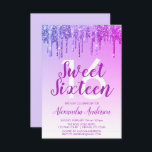 Lila Sparkle Glitzer 16 . Geburtstag Geburtstag Einladung<br><div class="desc">Lila Funkelnd Tropfen Glitzer Sweet 16 Geburtstagsparty Einladung . Dies ist die perfekte 16 . Geburtstag Geburtstagseinladung für eine moderne und elegante Ombre Glitzer Sparkle Girly Geburtstagsparty. Bitte kontaktieren Sie den Designer,  um passende Sonderanfertigungen zu erhalten.</div>