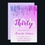 Lila Sparkle Glitzer 30. Geburtstag Party Einladung<br><div class="desc">Lila und Hot Pink Sparkle und Dripping Glitzer Ombre Girly Birthday Party 30. Geburtstag Party Einladung. Dieses moderne 30-jährige Jubiläum lädt zu einem glamourösen Sparkle Glitzer Girly Party ein,  das stilvoll feiern möchte. Bitte kontaktieren Sie den Designer,  um passende Sonderanfertigungen zu erhalten.</div>