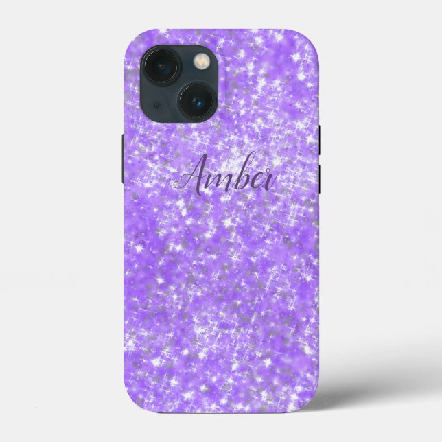 Lila Sparkle Glitzer Elegante Personalisiert Case-Mate iPhone Hülle (Rückseite)