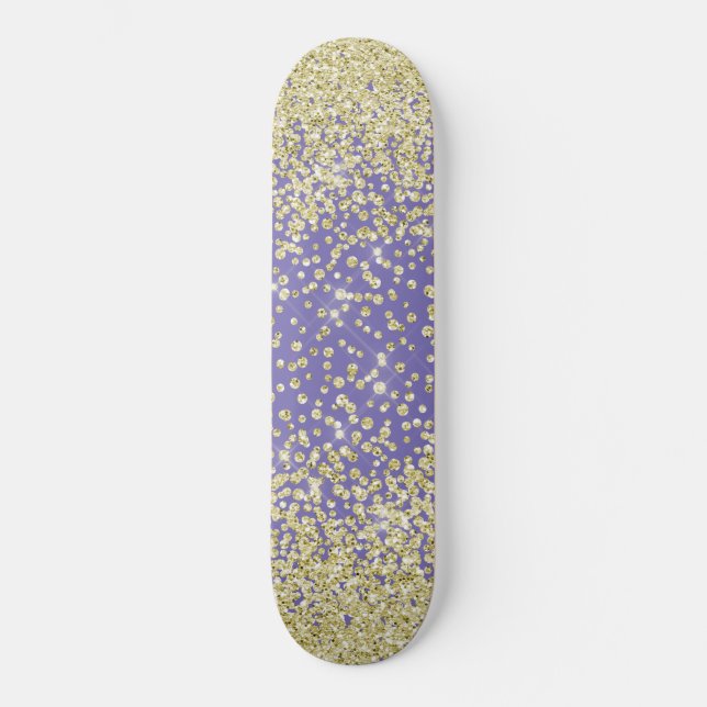 Lila Sparkle Glitzer Skateboard (Vorderseite)