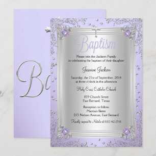 Lila Sparkle Jewel Taufe Christening Einladung