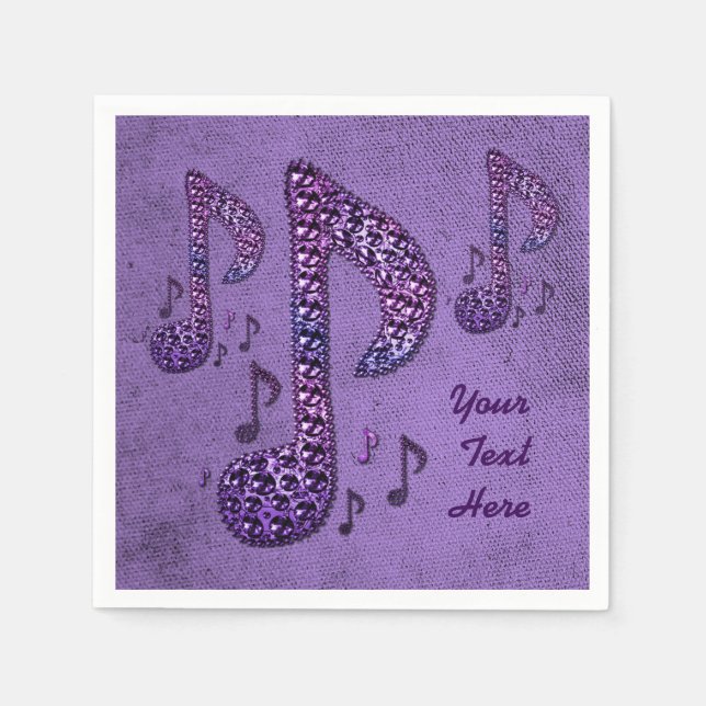 Lila Sparkle Musiknoten Napkins Serviette (Vorderseite)