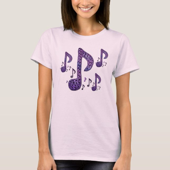 Lila Sparkle-Musiknoten-T - Shirt (Vorderseite)