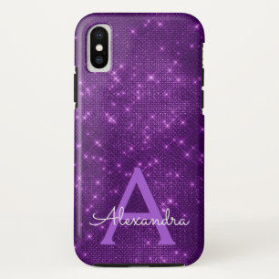 Lila Sparkle-Shimmer Monogramm und Initial Case-Mate iPhone Hülle
