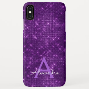 Lila Sparkle-Shimmer Monogramm und Initial Case-Mate iPhone Hülle