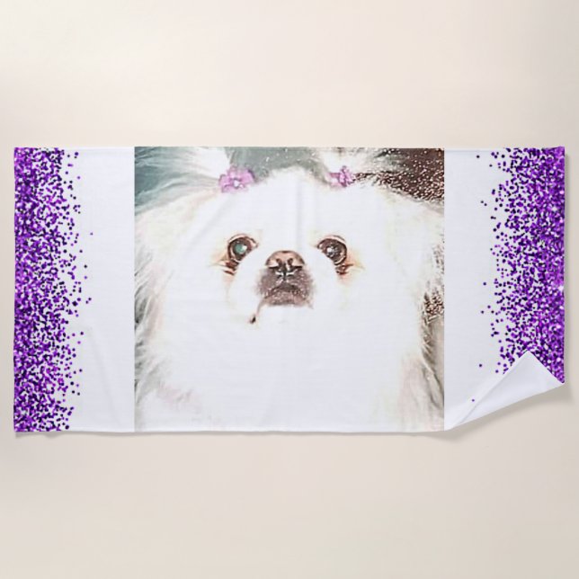 Lila Sparkle "Sugar" Dog Beach Handtuch (Vorderseite)