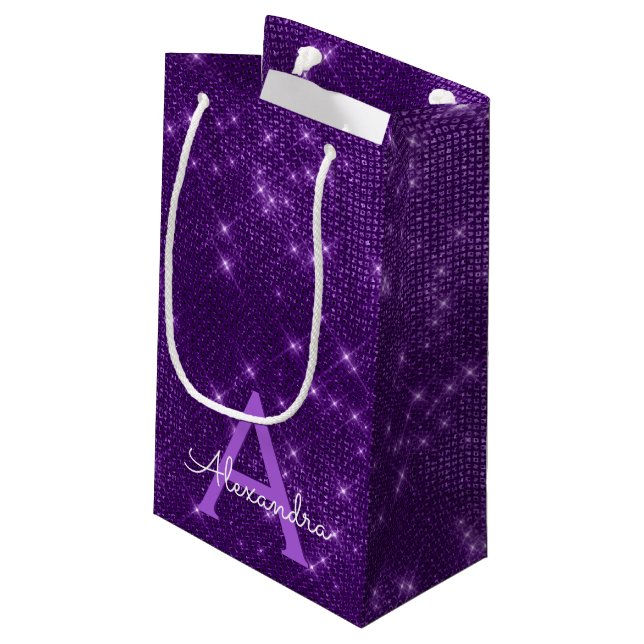 Lila Sparklogramm - Name hinzufügen Kleine Geschenktüte (Rückseite Schrägansicht)