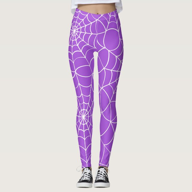 Lila Spider Web Halloween-Leggings Leggings (Vorderseite)