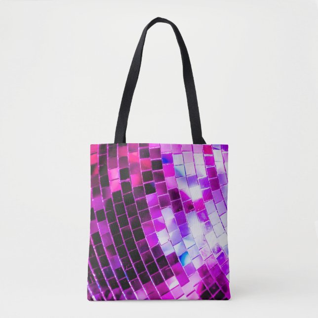 Lila Spiegelungs-Disco-Ball Tasche (Vorderseite)