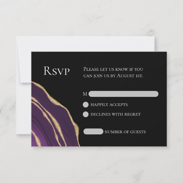 Lila Spiel mit RSVP-Goldkarte RSVP Karte (Vorderseite)