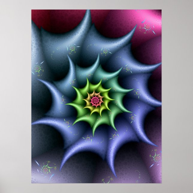 Lila Spiky Fraktal Spiral Poster (Vorne)