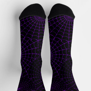 Lila Spinnennetze Halloween Socken
