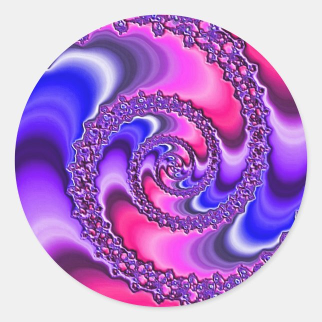 Lila Spirale Runder Aufkleber (Vorderseite)