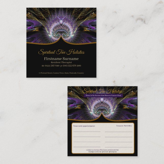 Lila spiritueller Baum Holistisches Fraktal Kunst Terminkarte (Vorne/Hinten)