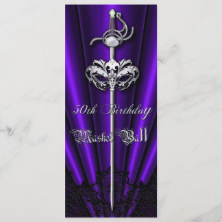 Lila Spitze-Maskerade-Silber-50. Geburtstag Einladung
