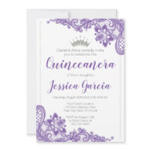 Lila Spitzen und Silver Glitzer Princess Quinceañe