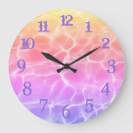 Lila Splash-Nummern Rainbow Swimming Pool Große Wanduhr